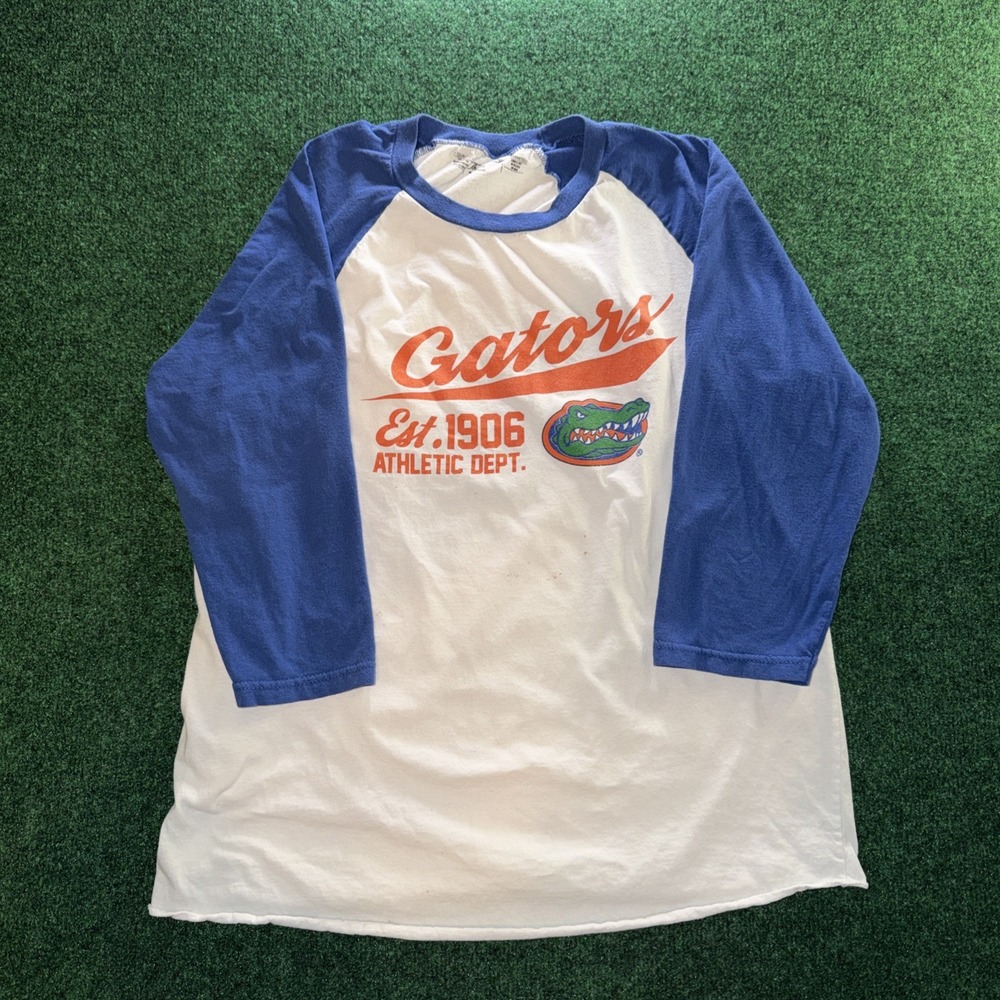 The Victory Gators Graphic T Shirt Men's/ Unisex 1/4 Sleeve T Shirt White Blue